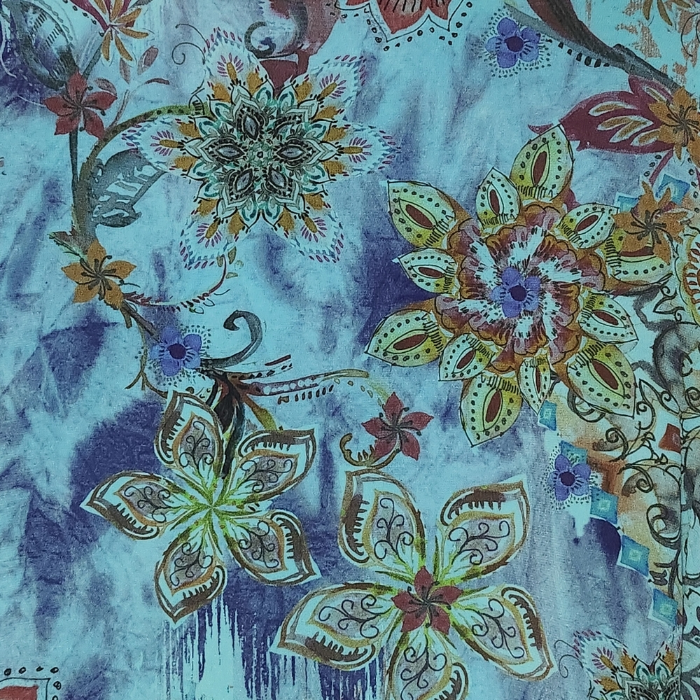 TIANELLO by STEVE BARRAZA Tunic Medium Silk Floral Asymmetrical Hem Art To Wear - Picture 8 of 15